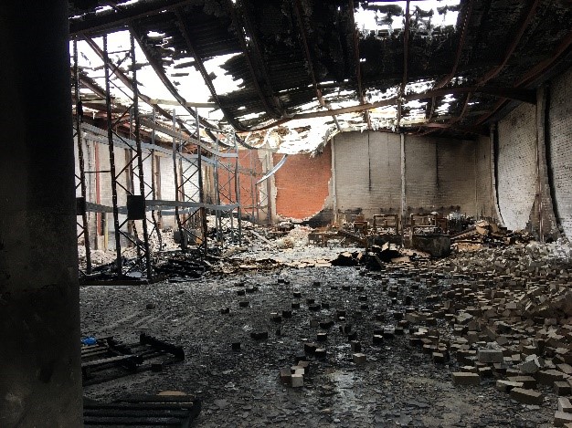 Asbestos Roofed warehouse totally destroyed by fire, the remediation, due to the fire classified as ‘friable’